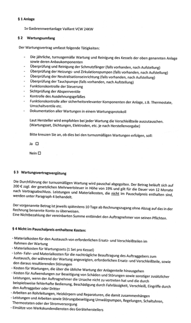wartungsvertrag