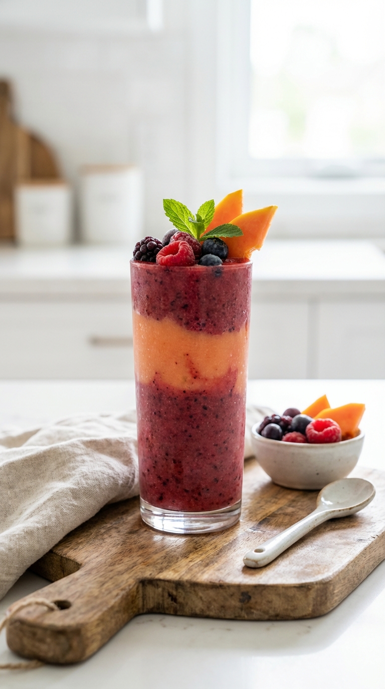 5. Frozen Berry and Papaya Sunrise — Refreshing Sweetness