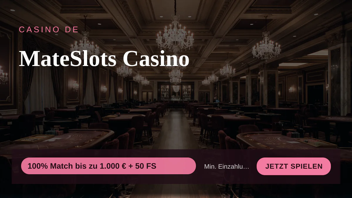 MateSlots Casino — Willkommensbonus 100% Match bis zu 1.000 € + 50 FS, Zahlungen: Visa, Mastercard, Skrill, Neteller, Trustly