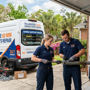 Garage door spring repair technician at work in Tallahassee FL