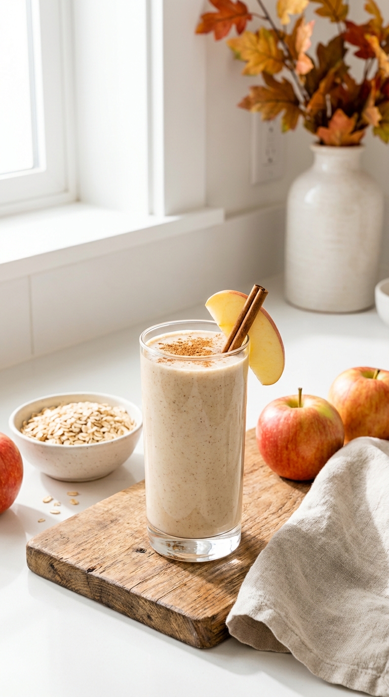Spiced Oatmeal Apple Pie Smoothie — healthy filling smoothie recipes for Fall