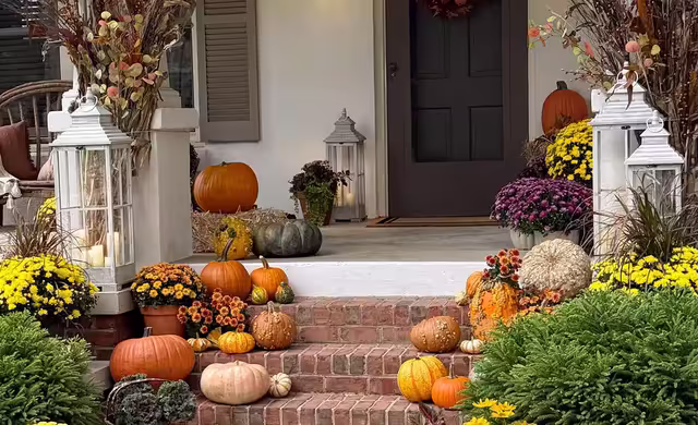 Styled fall porch display
