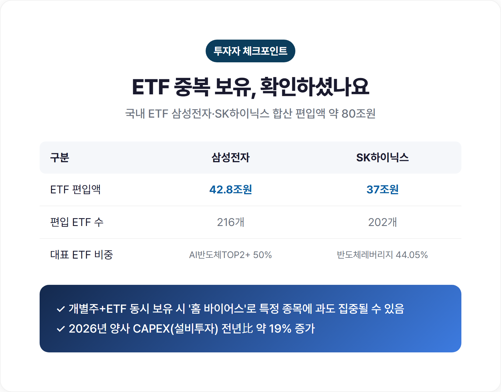 반도체 ETF 내 삼성전자·SK하이닉스 중복 보유 개념도