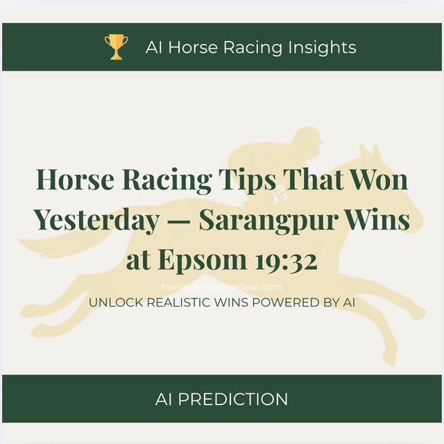 Horse Racing Tips That Won Yesterday — Sarangpur Wins at Epsom 19:32