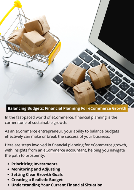In the competitive landscape of eCommerce, effective financial planning is essential for driving growth and ensuring long-term success. Collaborating with your eCommerce accountant throughout the financial planning process can provide valuable expertise and insights, enhancing your decision-making and guiding your business towards success. With their guidance and expertise, you can navigate the complexities of financial management with confidence, building a solid financial foundation that propels your eCommerce business to new heights of success. To know more visit here https://www.esenshi.com/