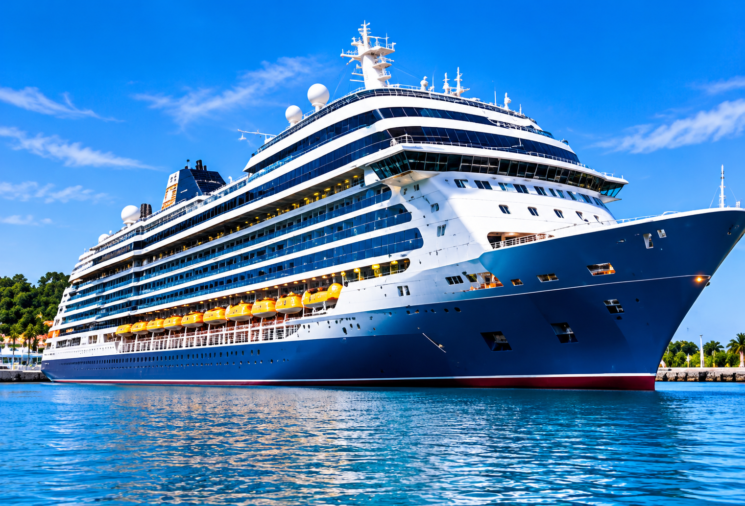 Cruiseschip in een haven