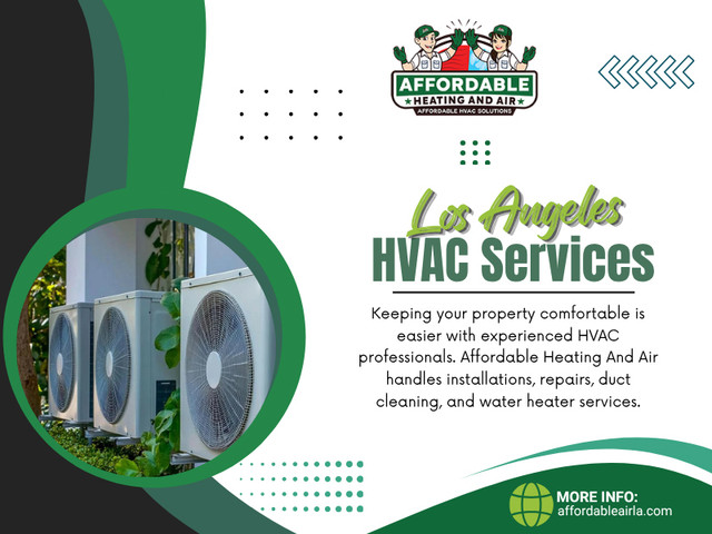 Professional Los Angeles HVAC services can uncover the less obvious problems behind those everyday comfort complaints and help homeowners understand what actually needs to be done.

Find us on google map: https://maps.app.goo.gl/AmnAG3GCtMLZFQca6

Contact: Affordable Heating and Air
Address: 9601 Cozycroft Ave, Unit 1 Chatsworth, CA 91311, United States
Phone Number: +18187221332

Read Our Blogs:
https://tinyurl.com/2bcrbebl
https://tinyurl.com/24ob2rqd

More Links:
https://beacons.ai/affordableairla
https://disqus.com/by/affordableairla/about/
https://www.magcloud.com/user/affordableairla