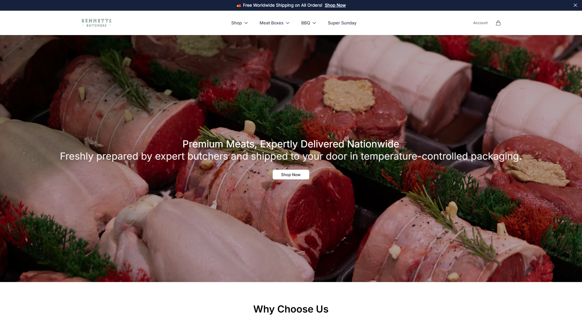 Stored capture of bennettsbutchersonline.shop