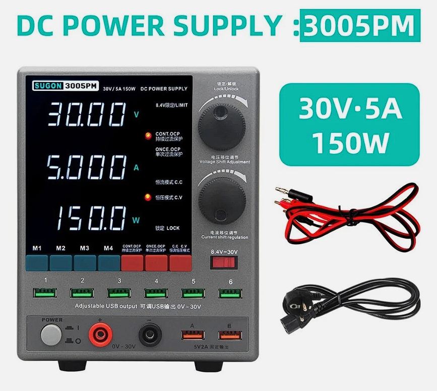 SUGON 3005PM 30V 5A 150W DC Power Supply with 4-Digit Display