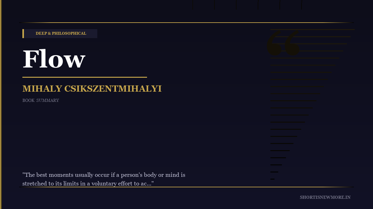 Flow — Mihaly Csikszentmihalyi — Book Summary | shortisnewmore.in