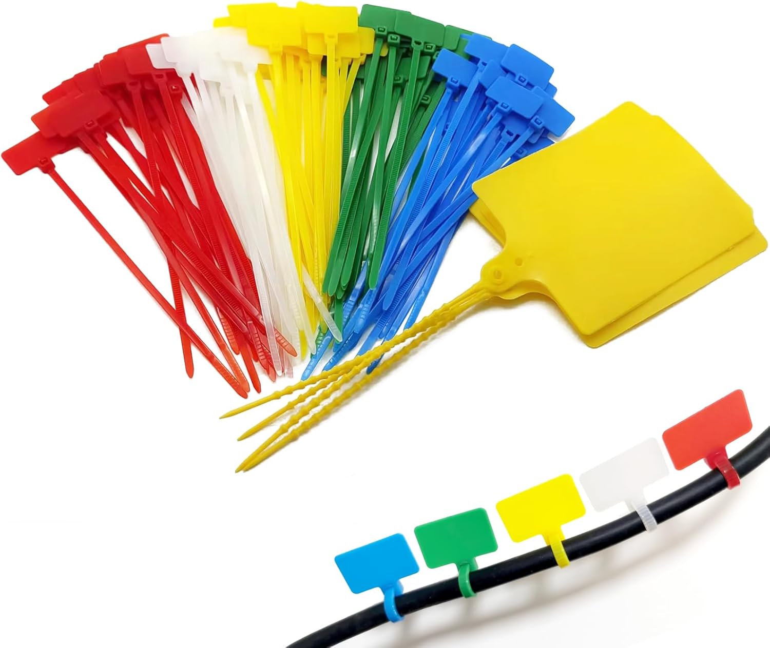 Cable Marker Tie Tags, 104Pcs Self-Locking Zip Tags Write on Label
