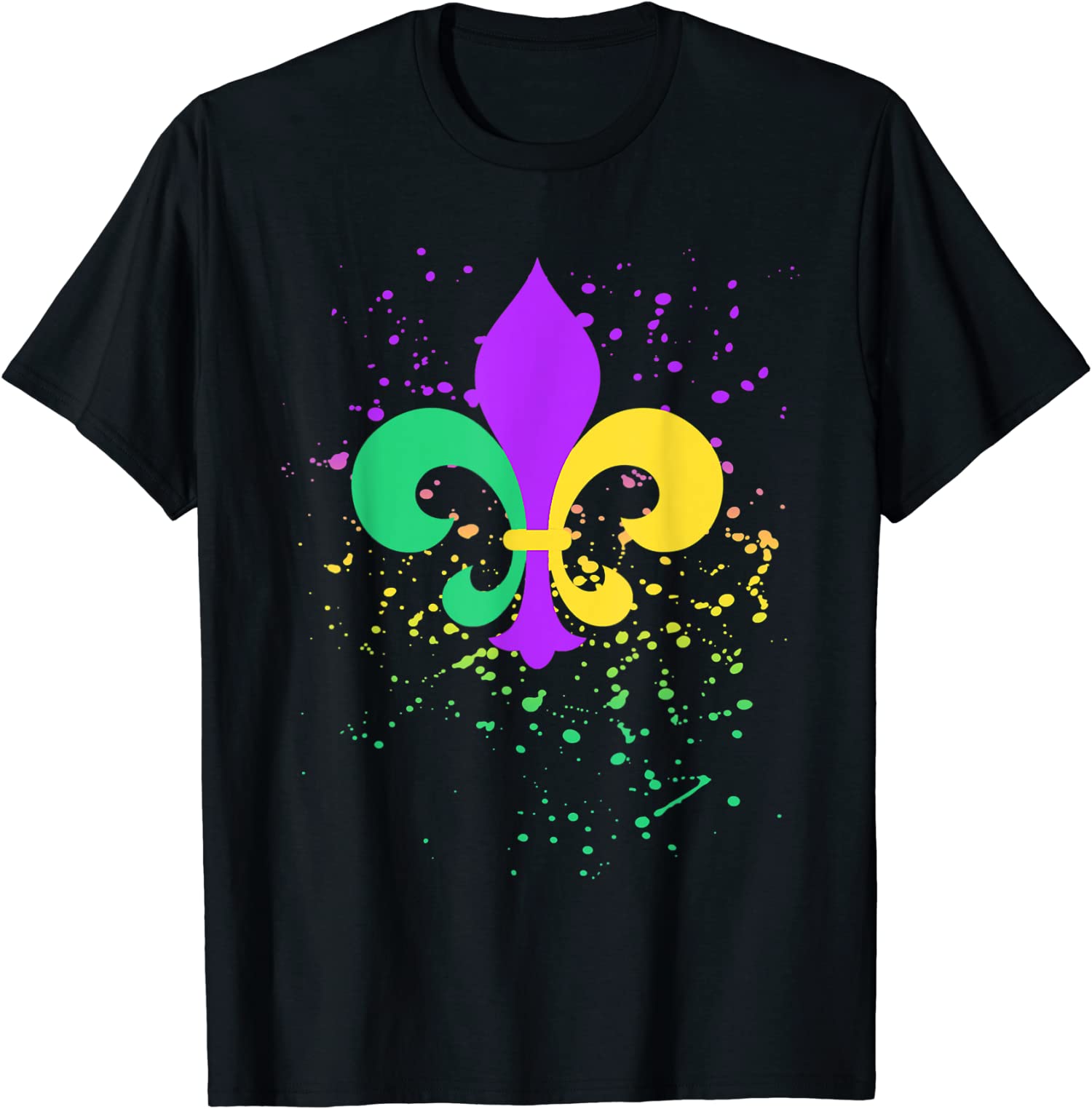 Mardi Gras Fleur-De-Lis Paint Splatter Design Unisex T-Shirt