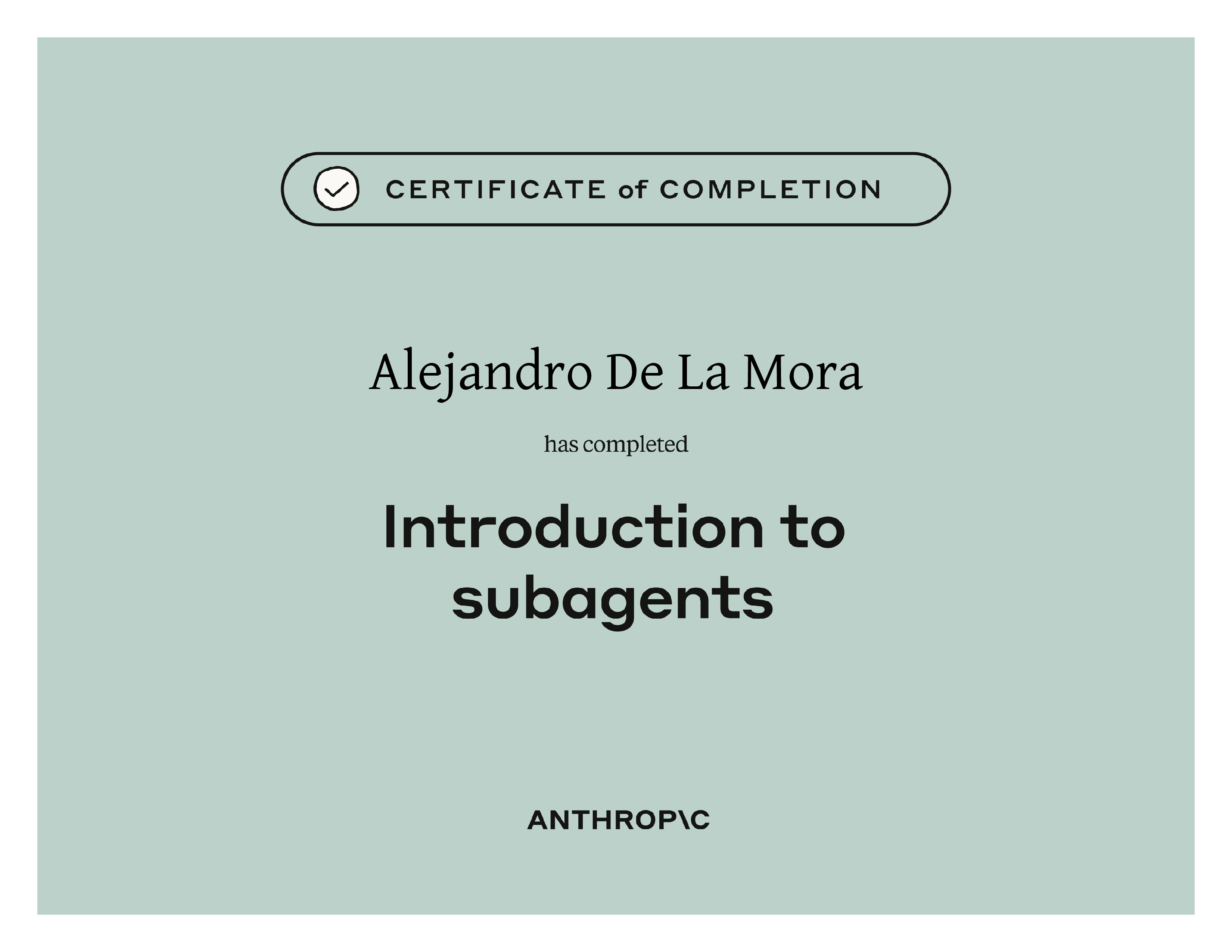 Introduction to subagents certificate