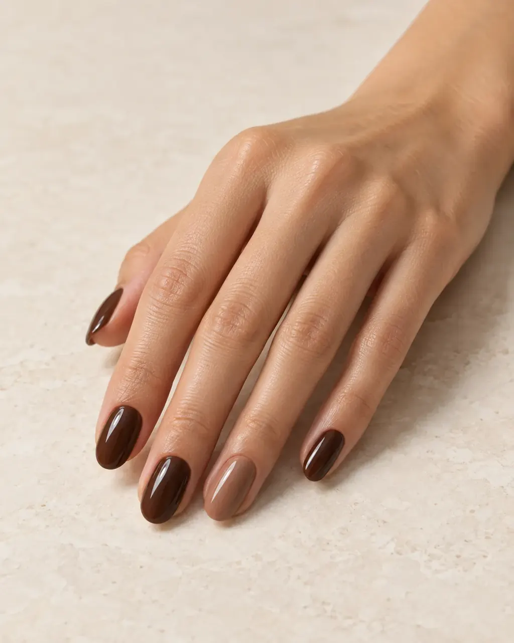 Espresso High-Gloss Solid manicure inspiration for chocolate brown nail ideas