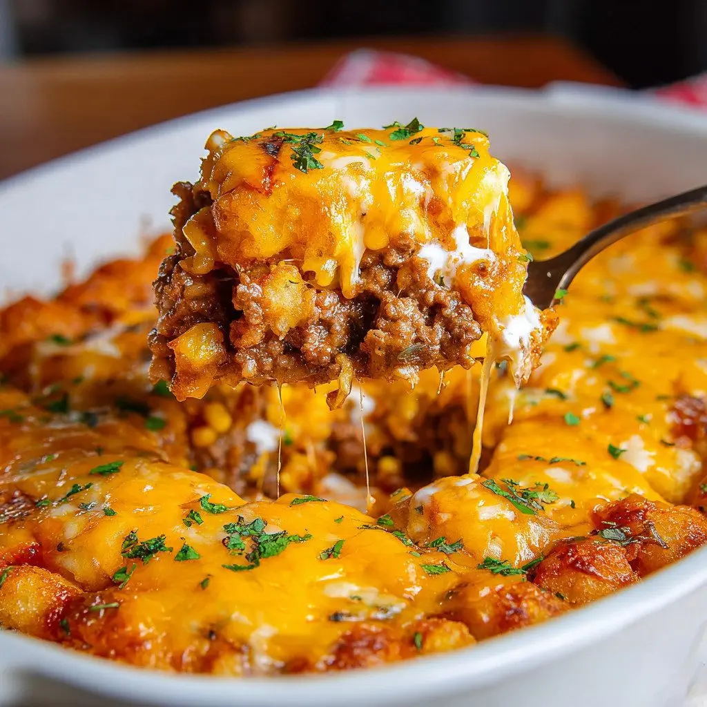 Cowboy Casserole: Savory Tater Tot and Ground Beef Delight