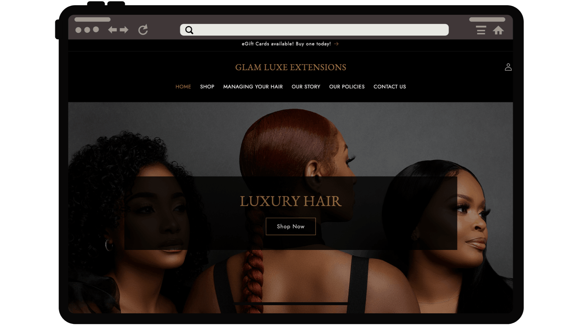 Glam Luxe Hair Extensions website