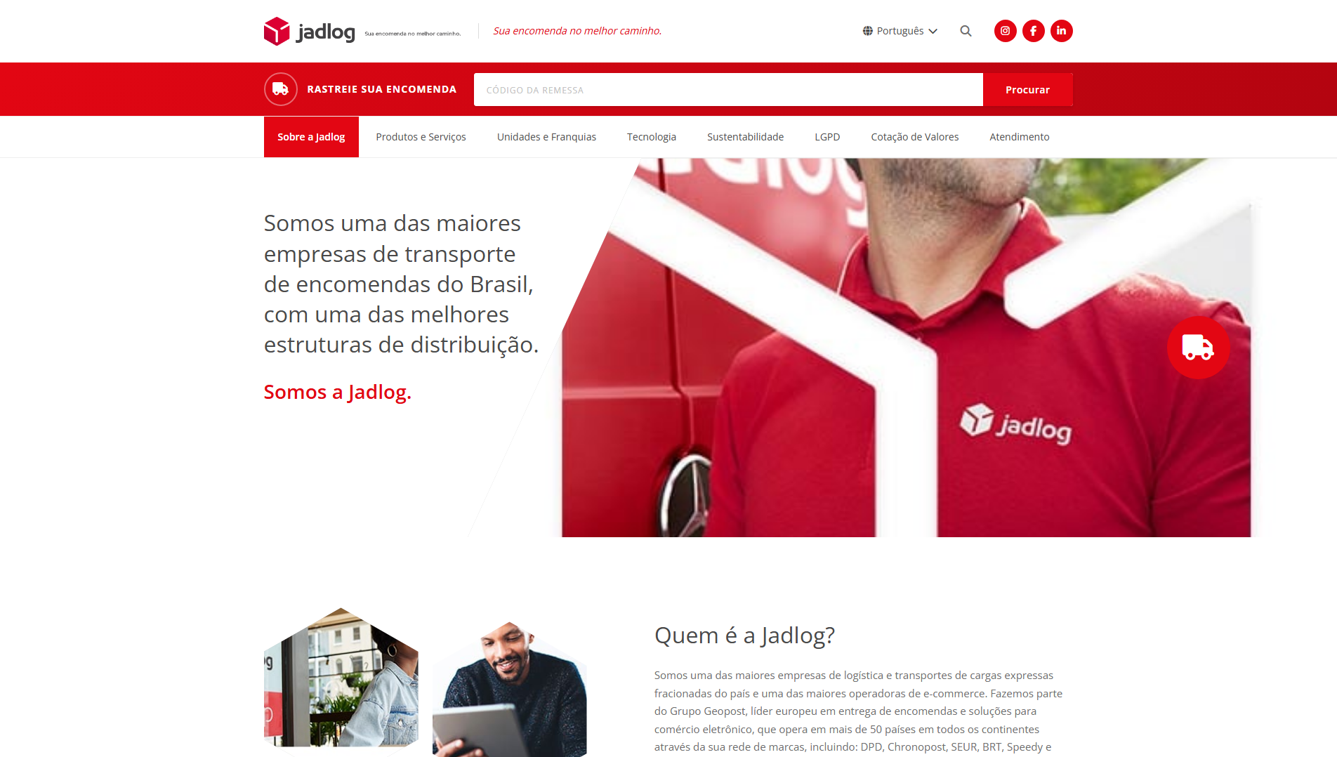 Screenshot of jadlog-rastreamento.com
