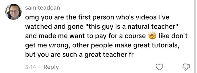 Comment: omg you are the first person who's videos I've watched and gone this guy is a natural teacher