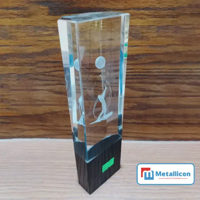 3D Laser Golf Crystal Award Trophy
