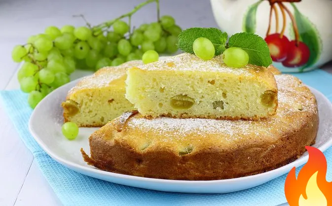 Фото Творожный манник с виноградом