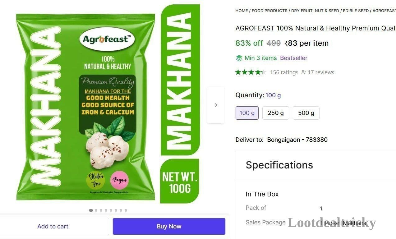 Makhana 100gm Flipkart Offer Image