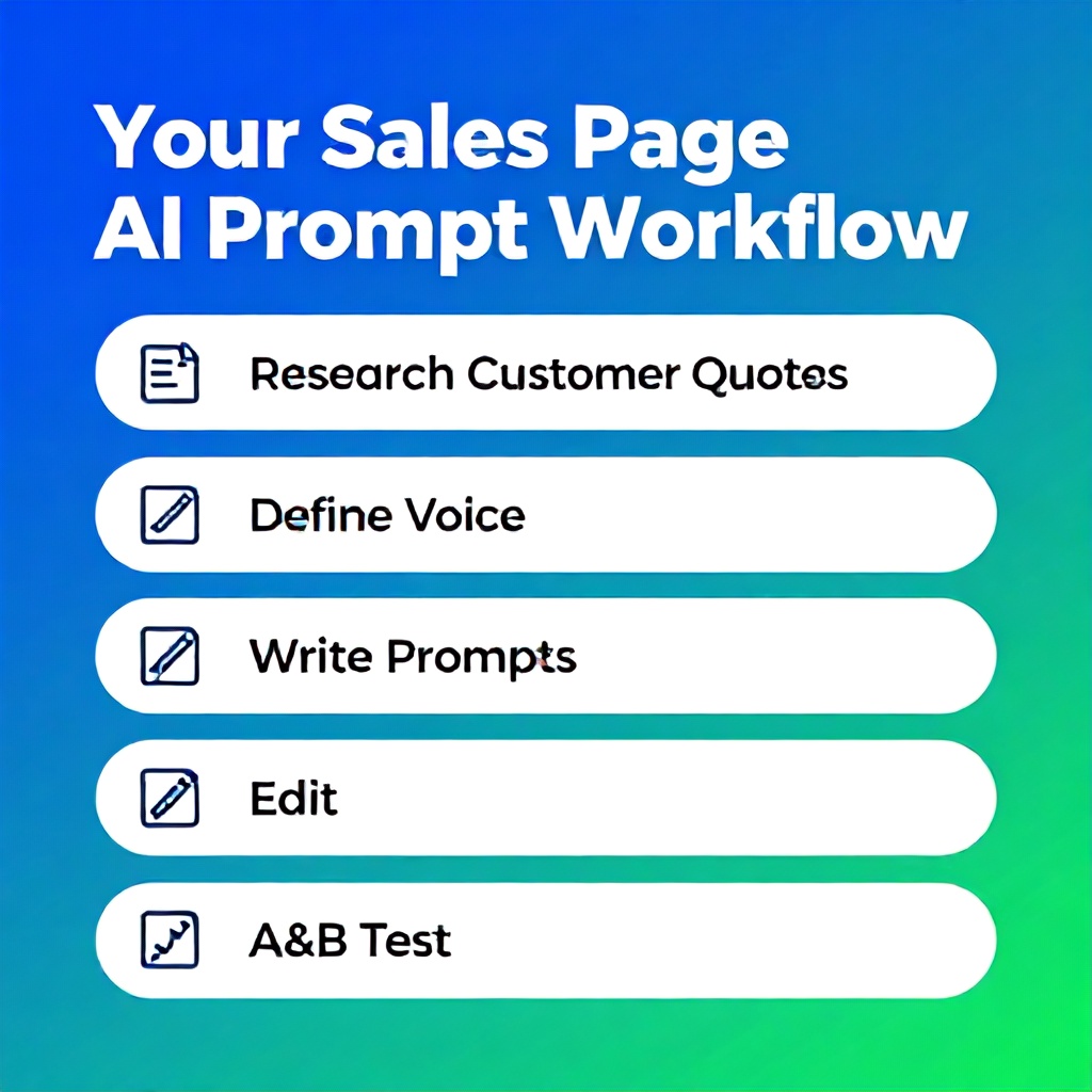 Actionable checklist for using AI copywriting prompts to create a sales page