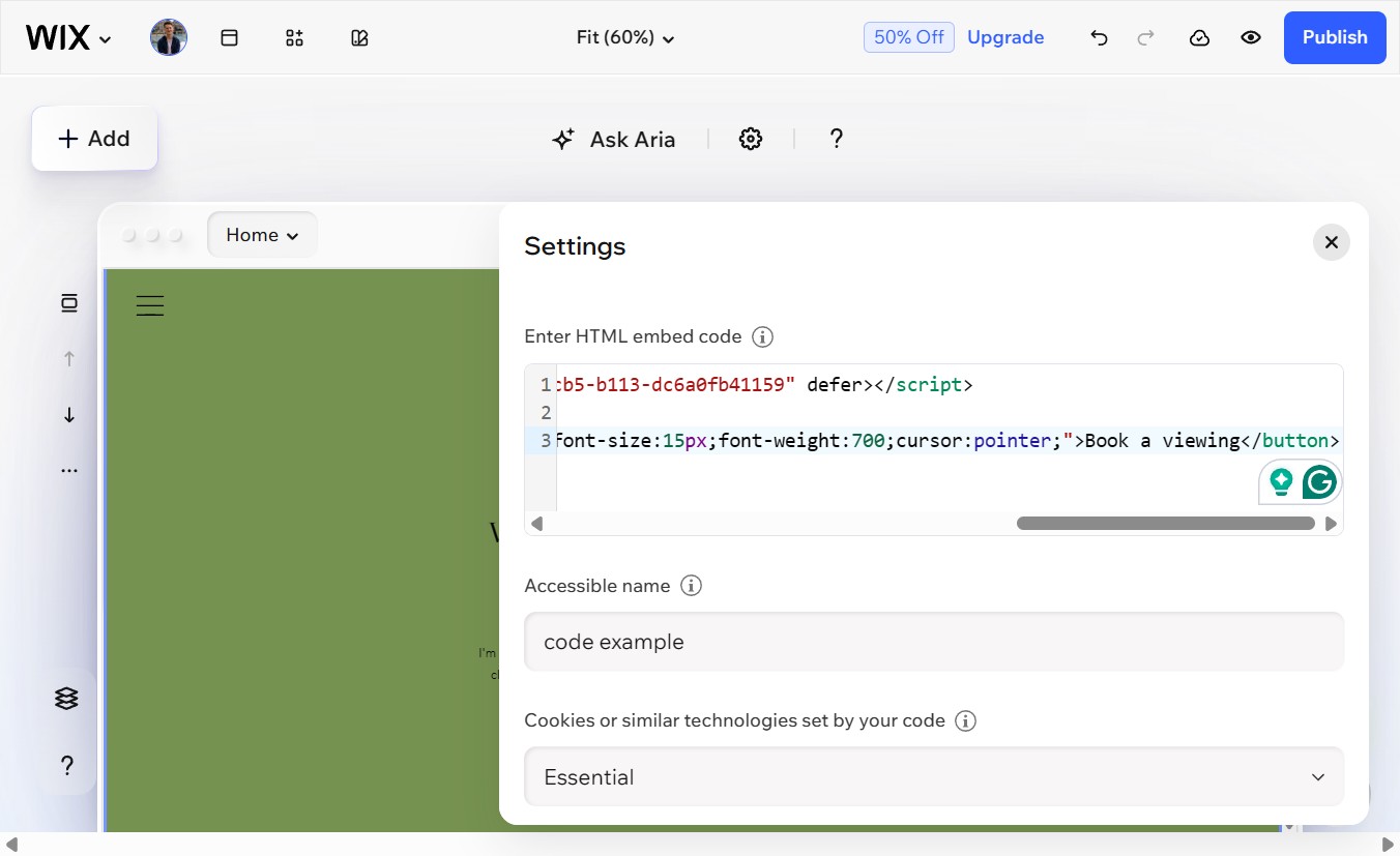 Script and button code pasted together
