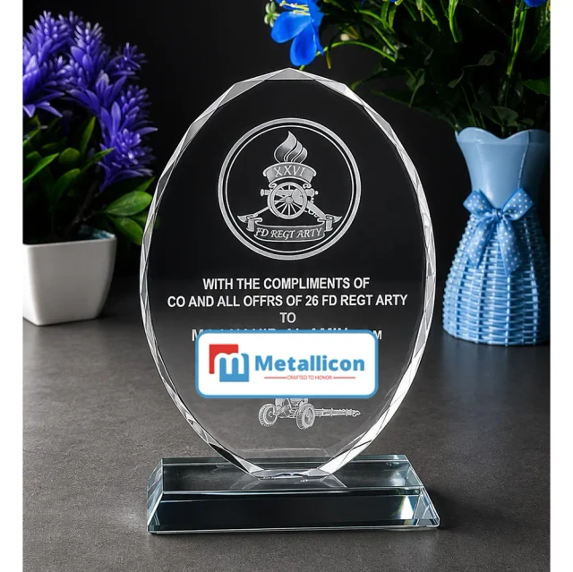 Oval Shape Laser Engraving Crystal Crest