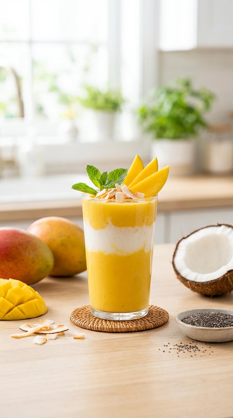 Tropical Mango Coconut Refresher — Morning Smoothie Recipes Healthy for Digestion