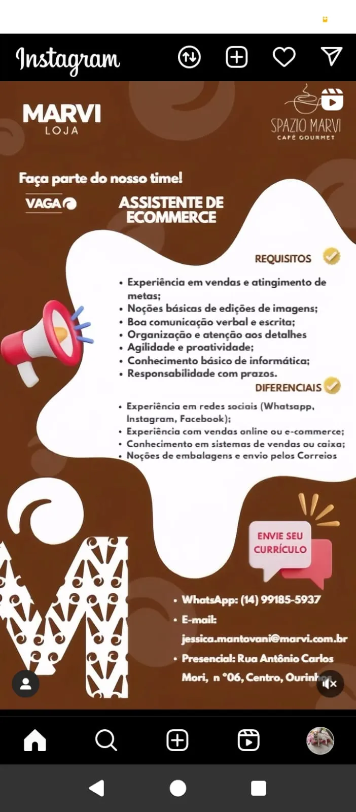 Vaga Para Assistente Ecomerce