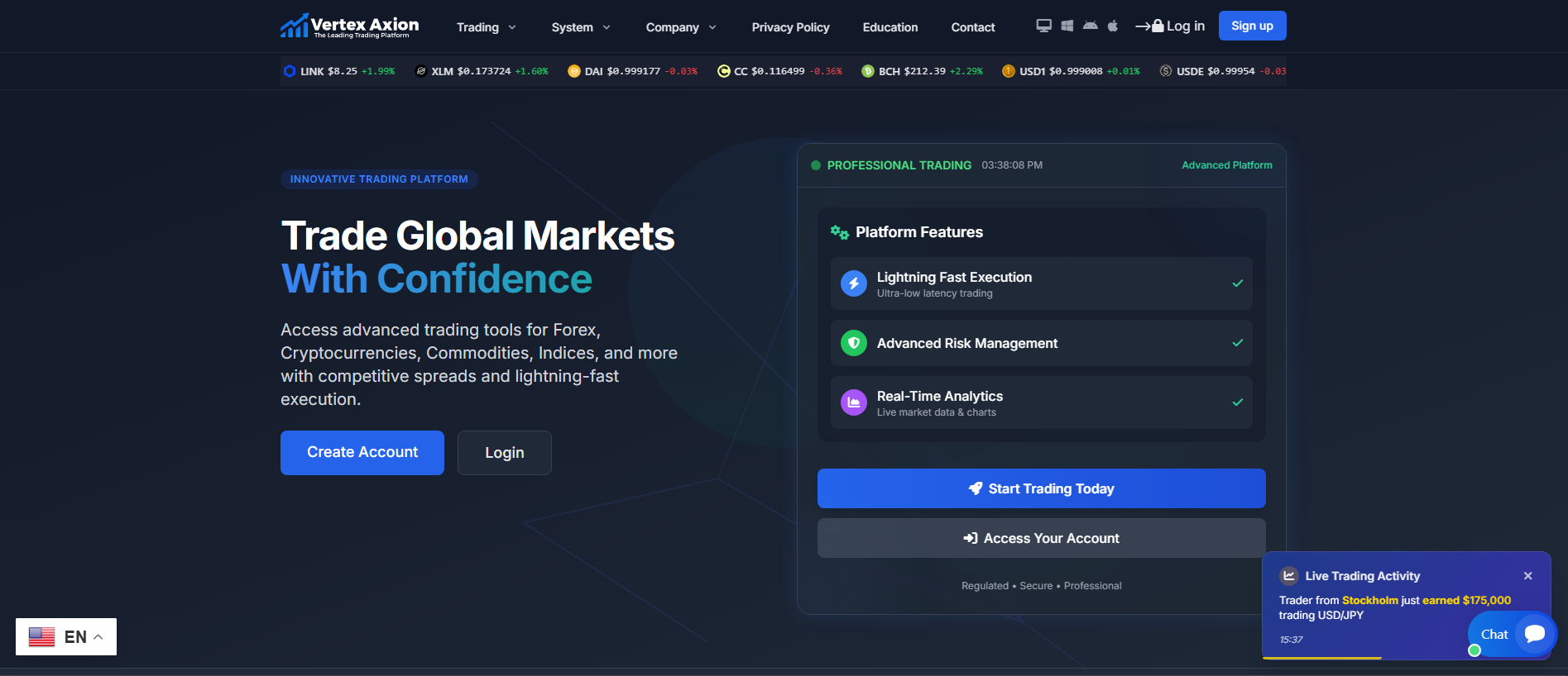 Screenshot of vertexaxion.com