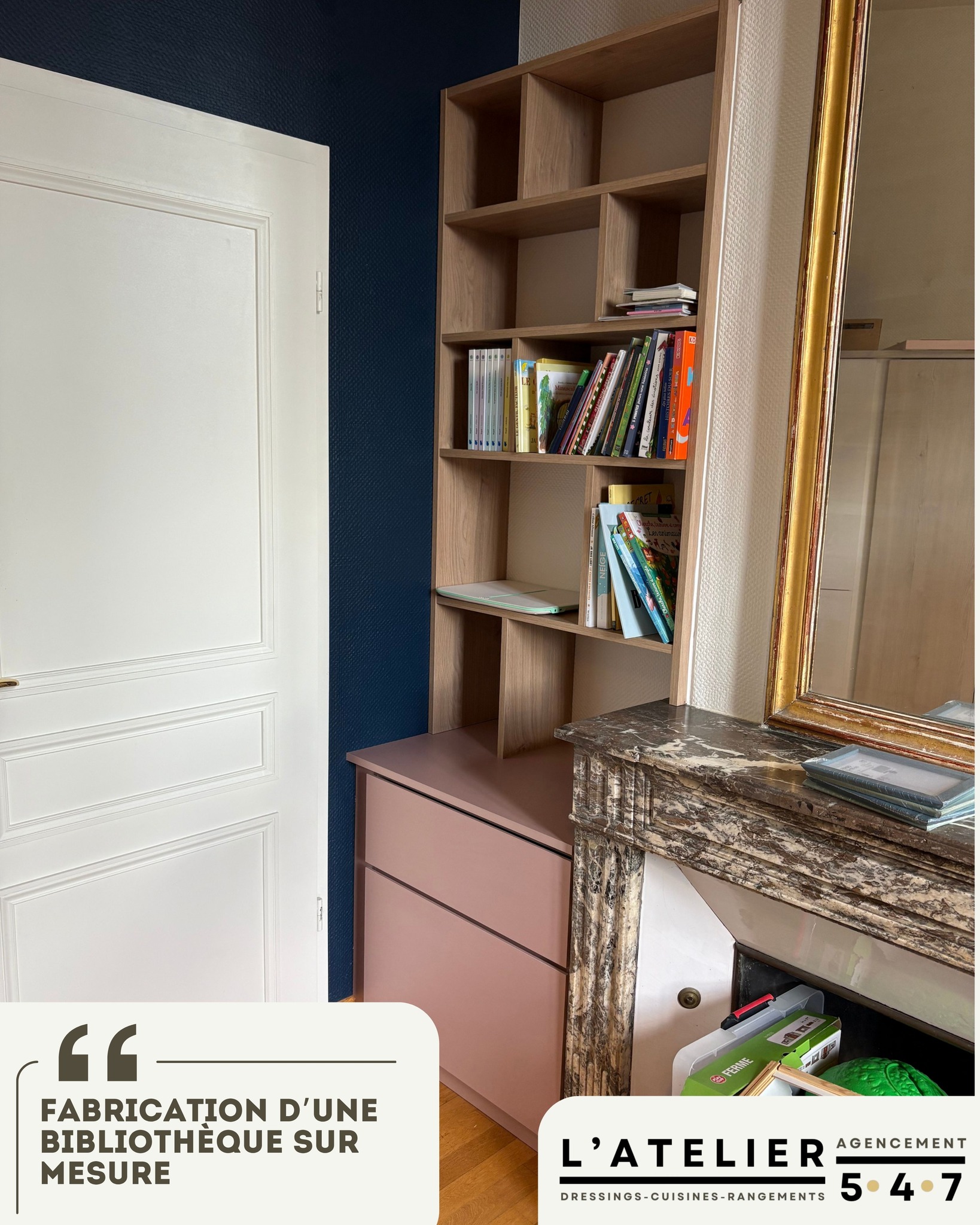 Bibliothèque sur mesure menuisier Bouligny