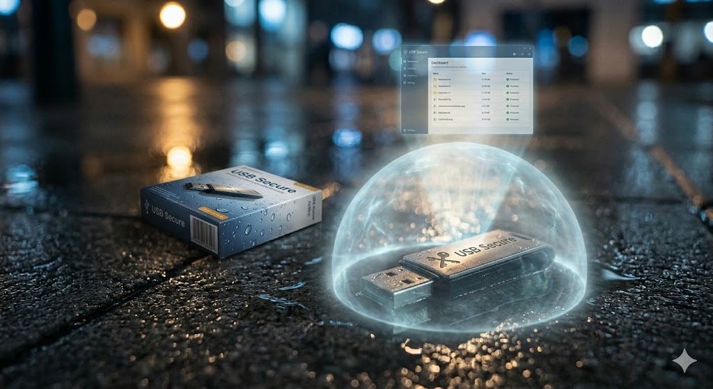 Office data loss scenario showing confidential files moving to removable media
