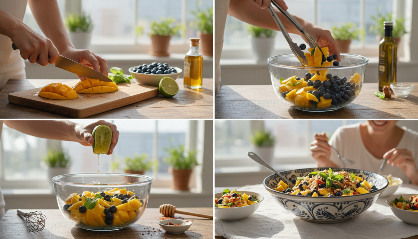 Step-by-Step Guide to Making Mango Blueberry Salad | Summer Mango Blueberry Salad