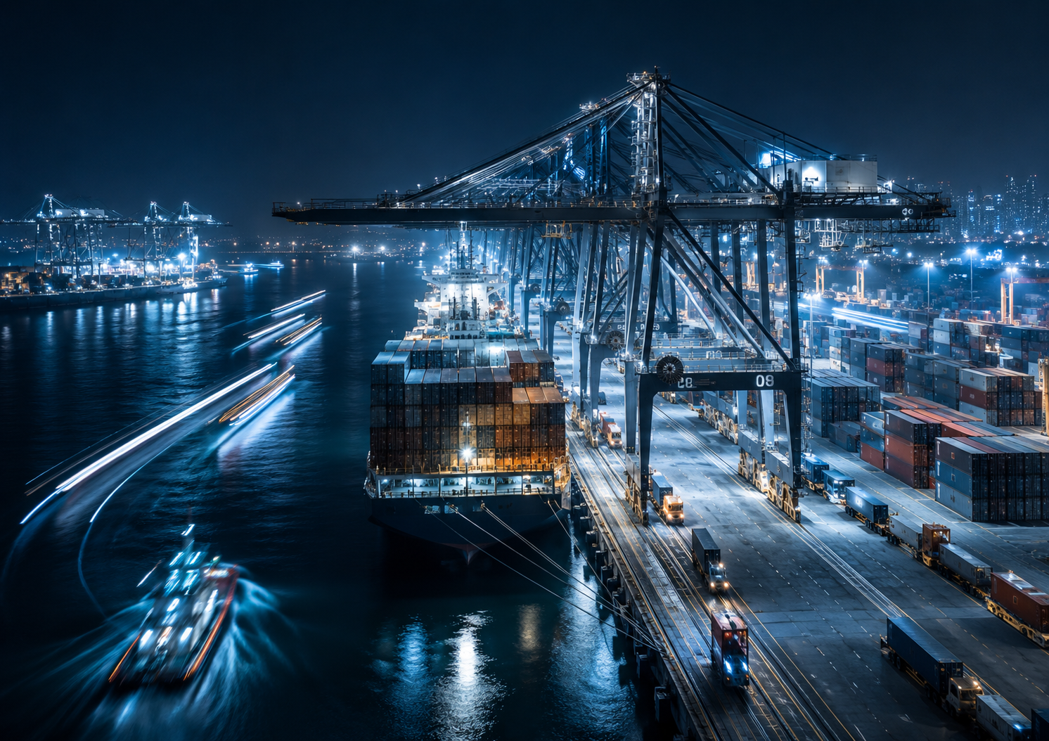 Global logistics container port trade corridors nearshoring
