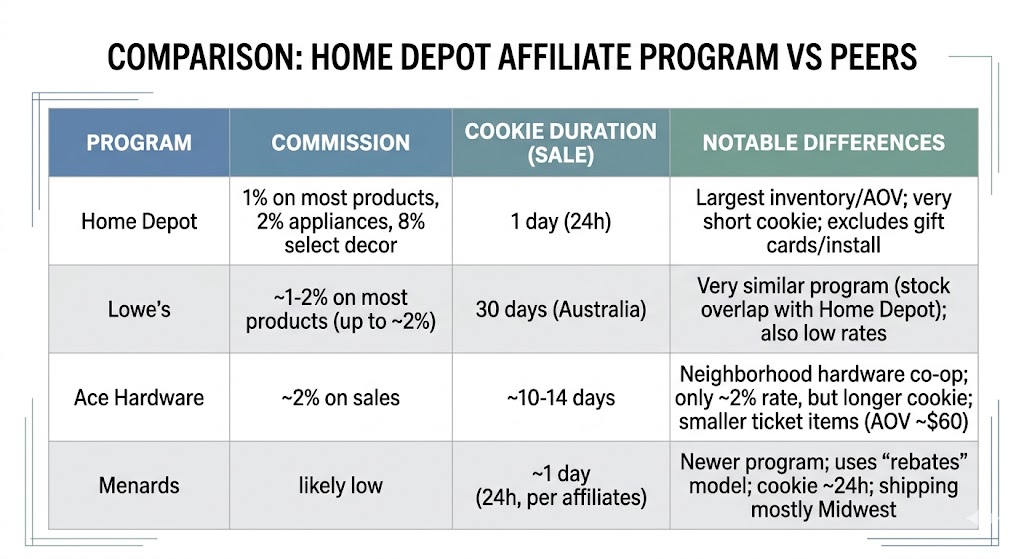 Home Depot Affiliate Program vs Peers