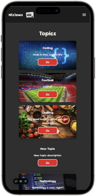 Topics screen displayed on a iPhone 14 Pro Max