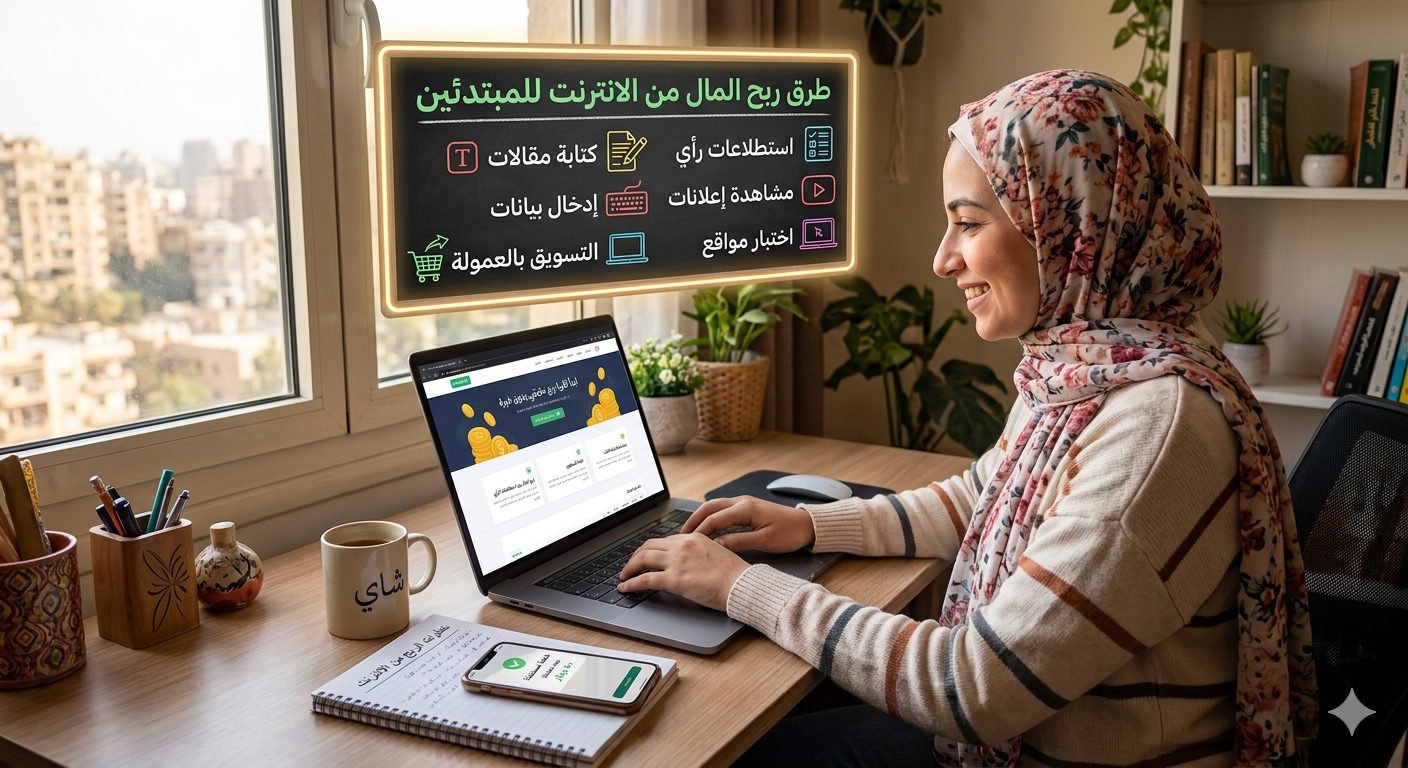 دليل شامل حول أفضل مواقع الربح من الانترنت بدون خبرة للمبتدئين 2026
