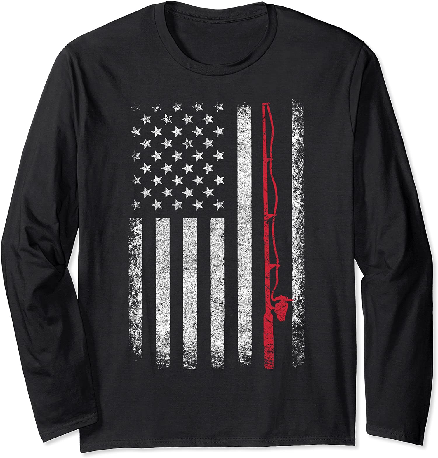 American Flag Fishing Retro Vintage Fishing Gift Long Sleeve T-Shirt
