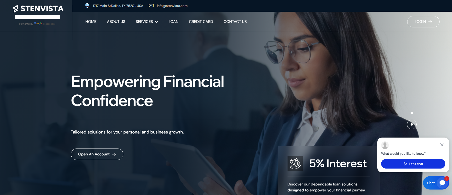 Screenshot of stenvista.com