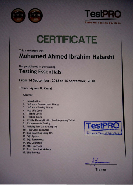testing essentials certificate Test Pro