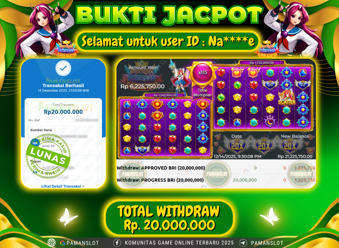 PAMANSLOT JACKPOT Game Starlight Princess Super Scatter Rp.20,000,000- LUNAS