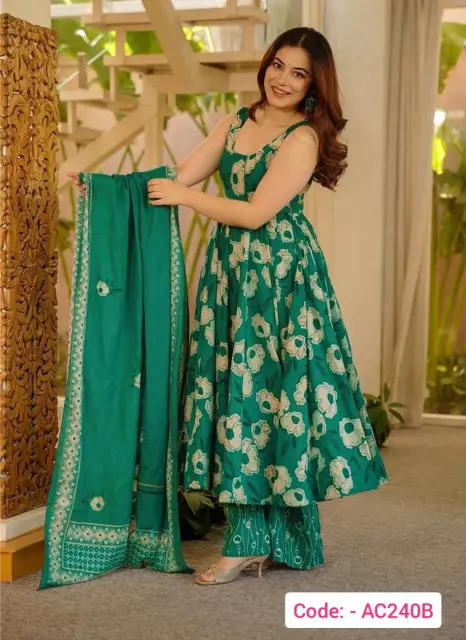 Green color printed suit