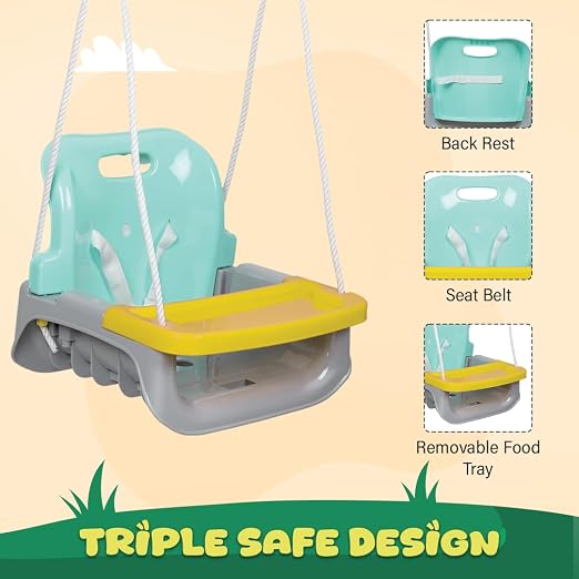 Baby Hanging Swing Indoor Outdoor | Kids Swings, Jhula for Home & Garden with Adjustable Swing | Saddle Backrest with Food Tray to Support Baby | Age Group 2+ Years photo 5