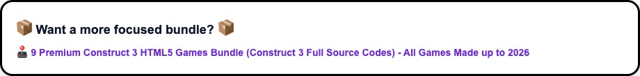 14 Premium C2 HTML5 Games Bundle (Construct 2 Full Source Codes) - All Games Made up to 2026