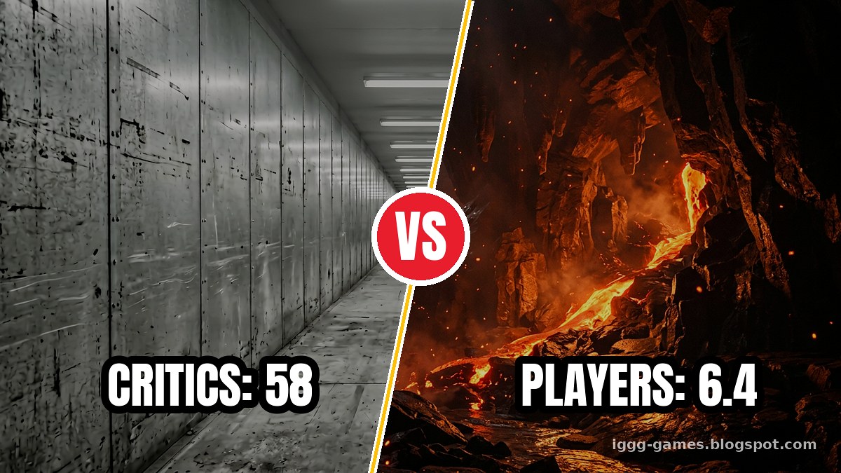 Comparison graphic showing critic score 58 against player score 6.4