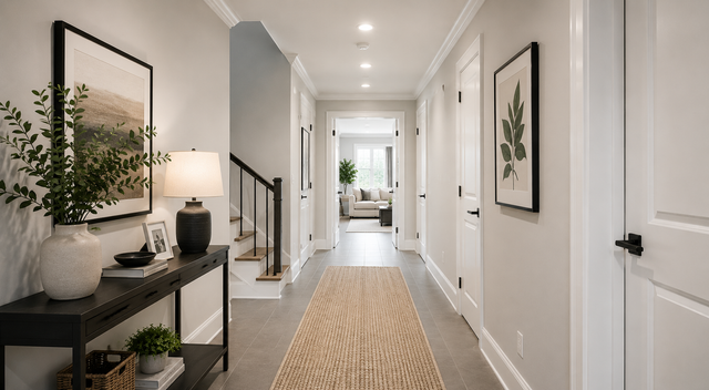 Sage green hallway professionally painted Toronto