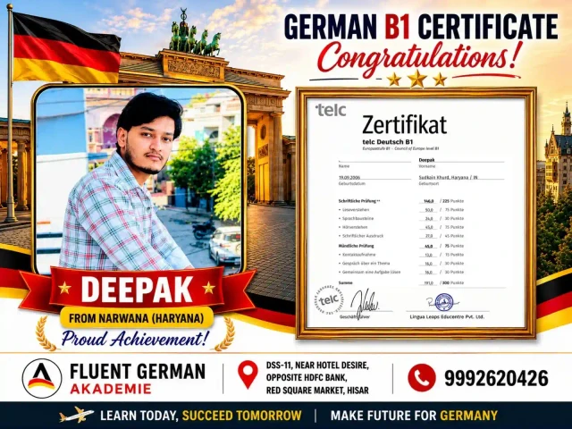Deepak, Fluent German Academy student