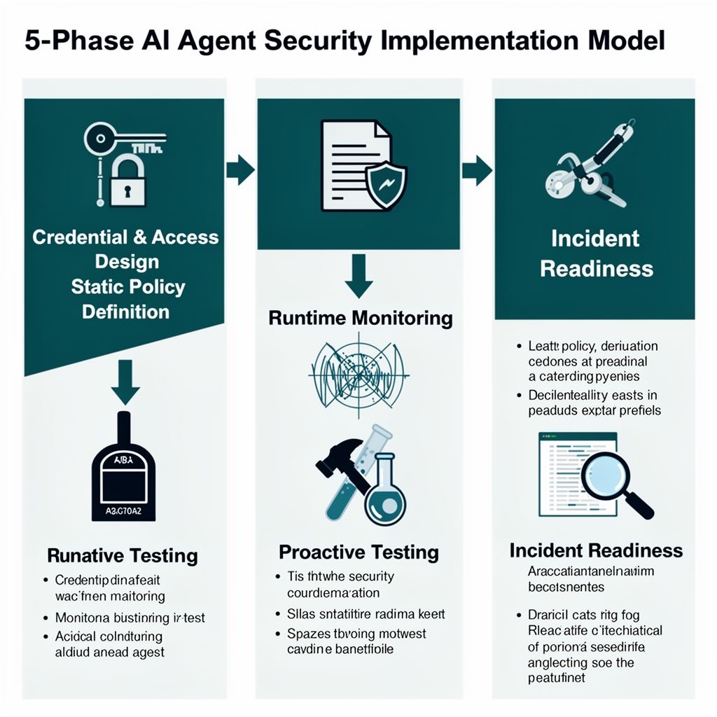 Flowchart of the 5-Phase AI Agent Security Implementation Model