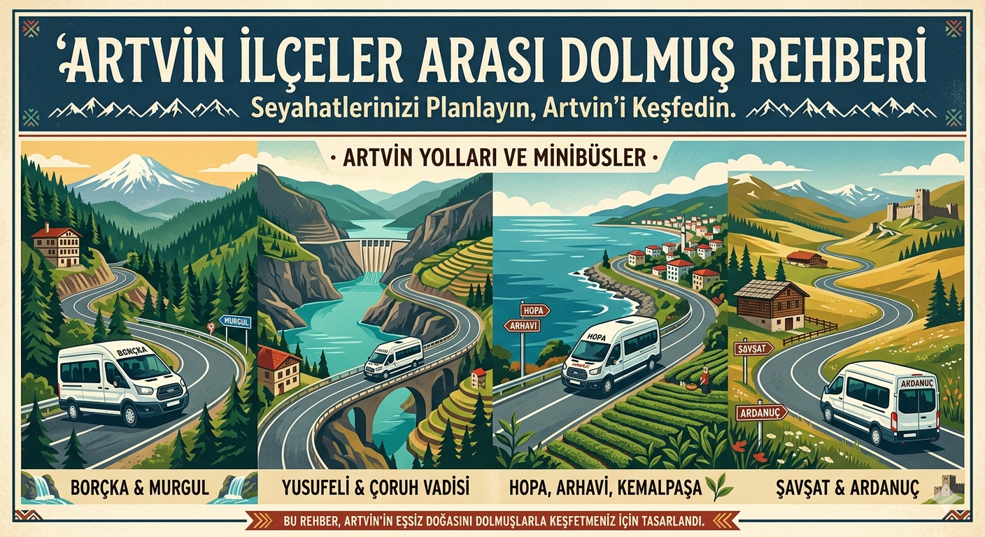 Artvin ilçeler arası dolmuş durağı minibüs kooperatifi garajı terminal